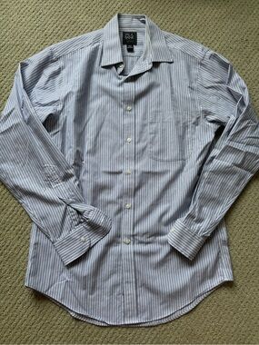Jos. A. Bank Blue and White Striped Men's Dress Shirt
